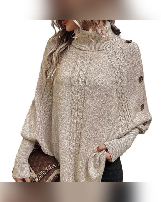Pullover Turtleneck Onregelmatig Kabel Knoop