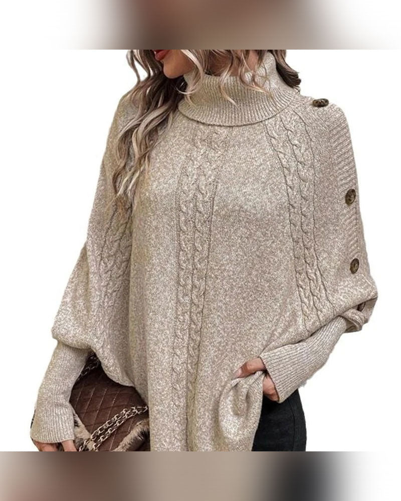 Pullover Turtleneck Onregelmatig Kabel Knoop