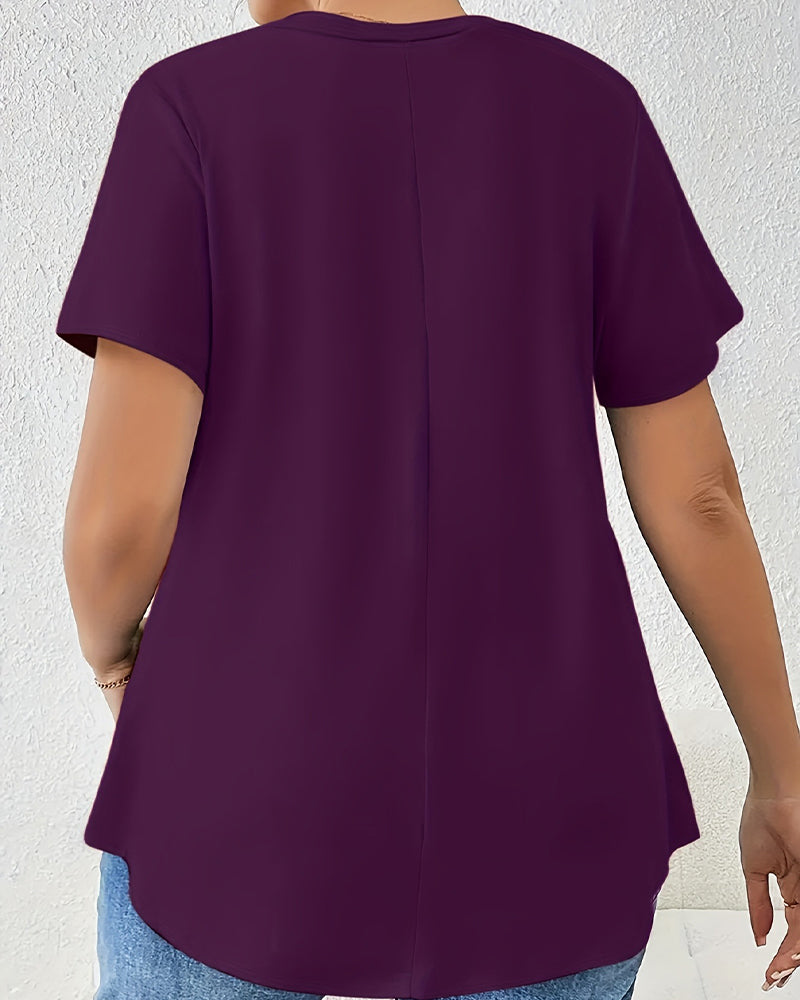 T-Shirt Effen Korte Mouw Kruisband