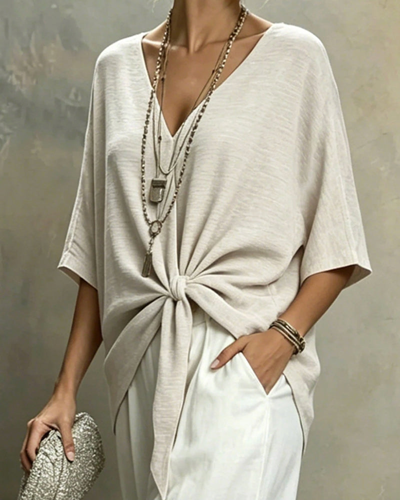 Blouse V-Hals Vleermuis Mouw