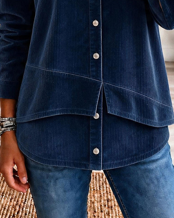 Blouse Ribfluweel Asymmetrische Zoom