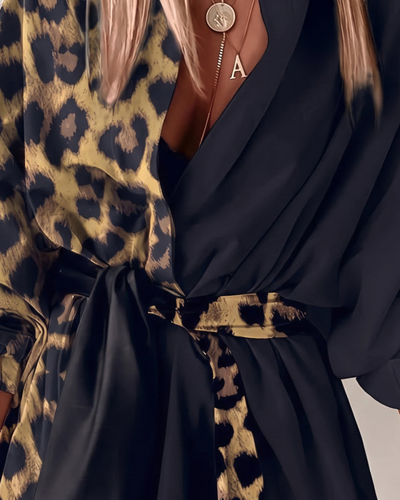 Jurk Luipaard Patchwork Strik
