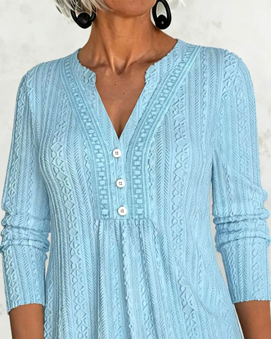 Blouse Effen Knoop Casual