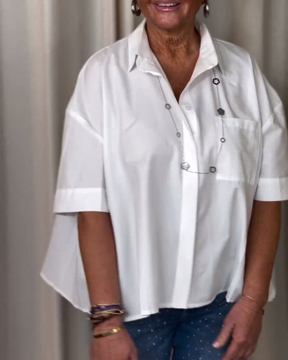 Gesmokte blouse met korte mouw