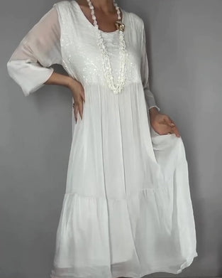 Jurk Chiffon Pailletten Patchwork Lang