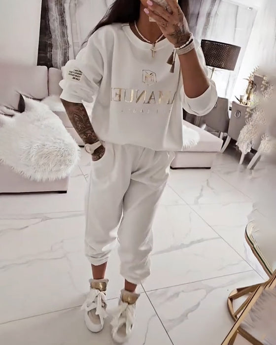 Set Sportief Casual Gedrukt Tweedelig