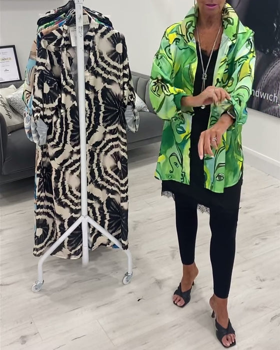 Casual overhemd met revers en gezichtprint