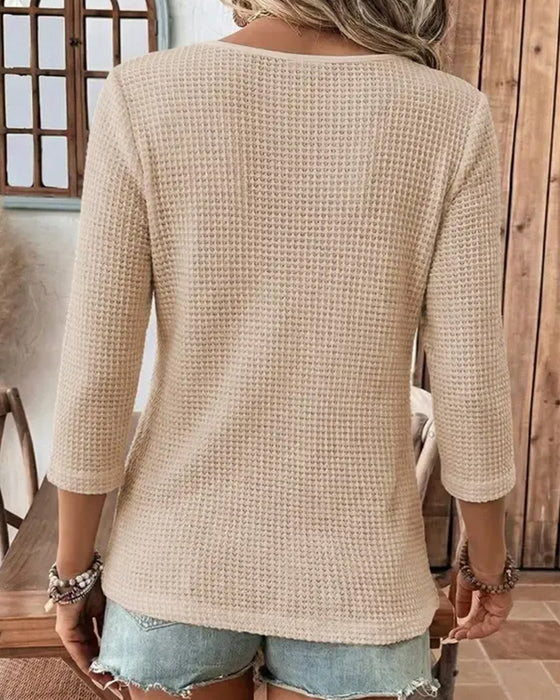 Blouse V-Hals Casual Effen