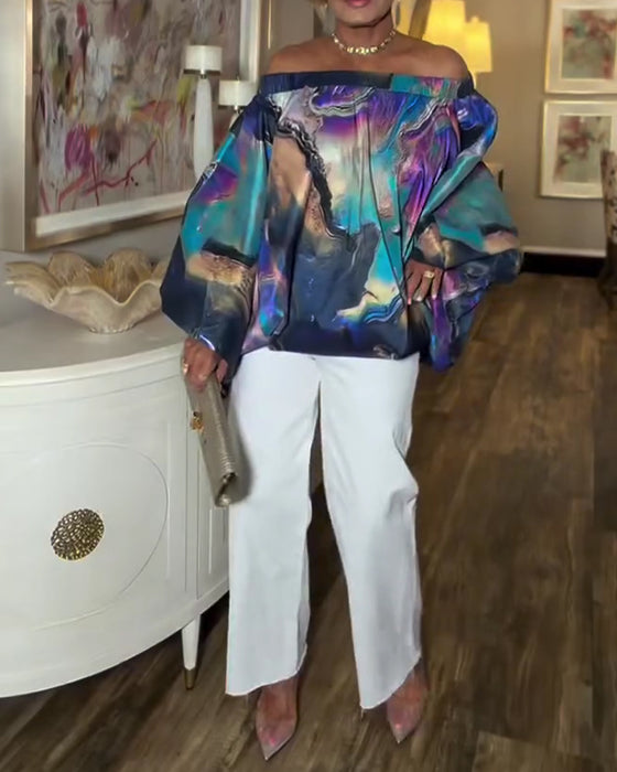 Modieuze Tie-Dye Off-Shoulder Blouse