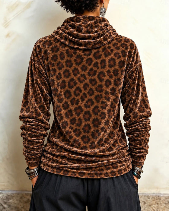 Top Luipaardprint Coltrui Fluweel Langemouw