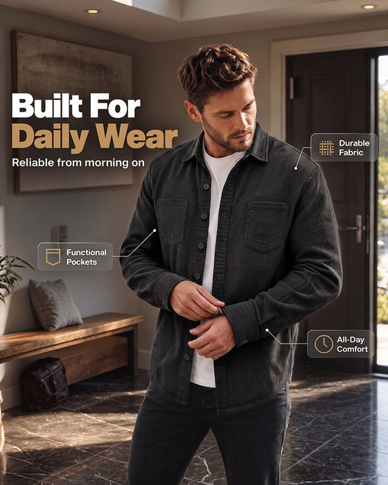 👔 Heren Casual Corduroy Overhemdjas – Klassieke Textuur Ontmoet Dagelijks Comfort