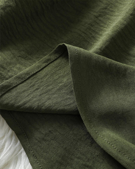 Blouse V-Hals Onregelmatig Effen Langmouw