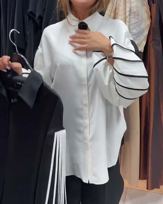 Shirt Contraste Lijn Lange Mouw