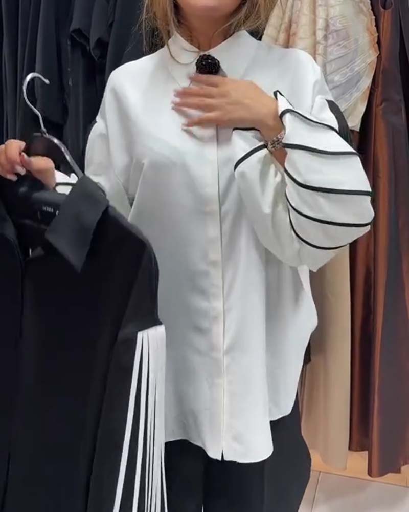 Shirt Contraste Lijn Lange Mouw