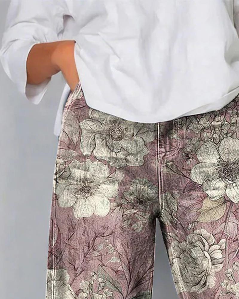 Broek Mode Bloemenprint Enkel