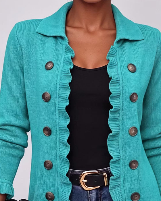 Cardigan Reverse Ruffle Knoop