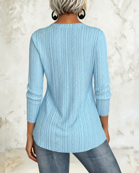 Blouse Effen Knoop Casual