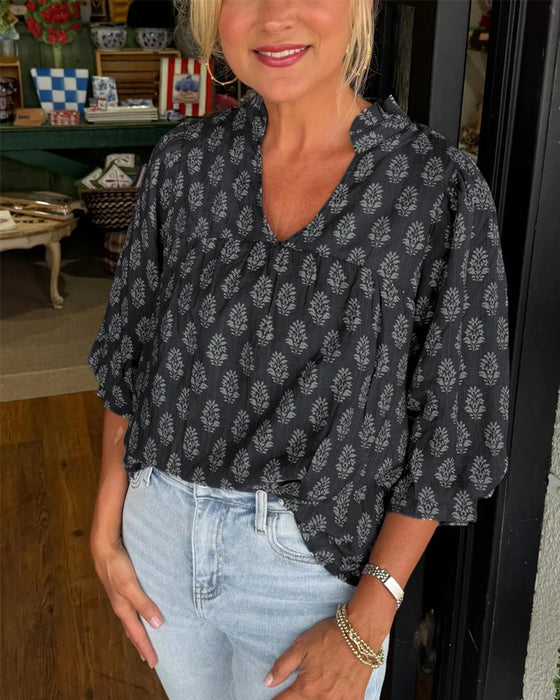 Blouse Driekwart Mouw Bedrukt Casual