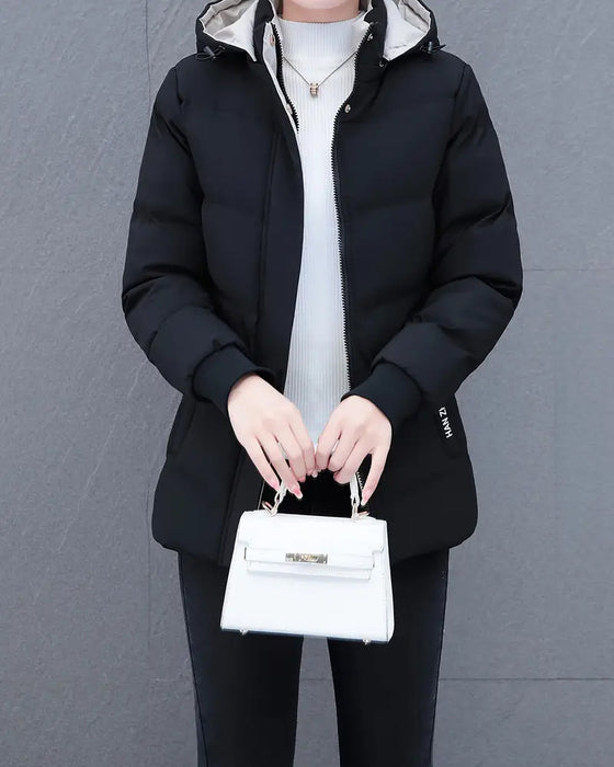 Jas casual effen kleur warm met capuchon