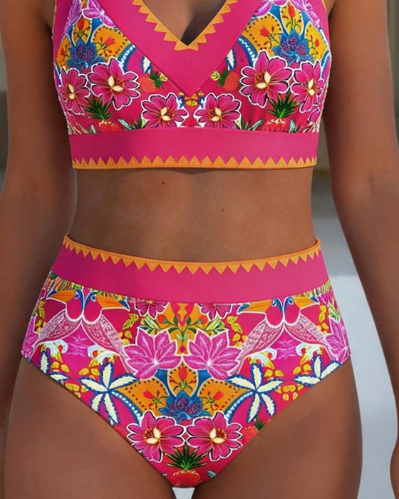 Bikini Etnisch Bloemen V-Hals