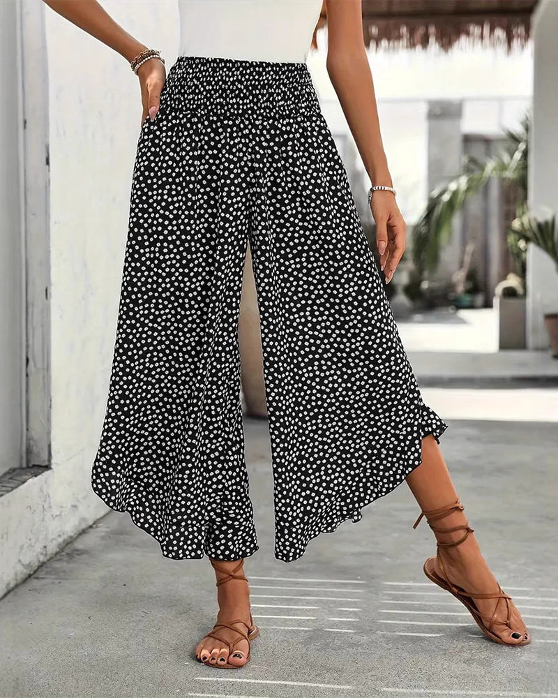 Broek Stippen Los Hoge Taille Wijd
