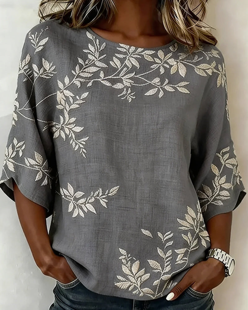 Blouse Ronde Hals Vleermuismouwen Gestreept