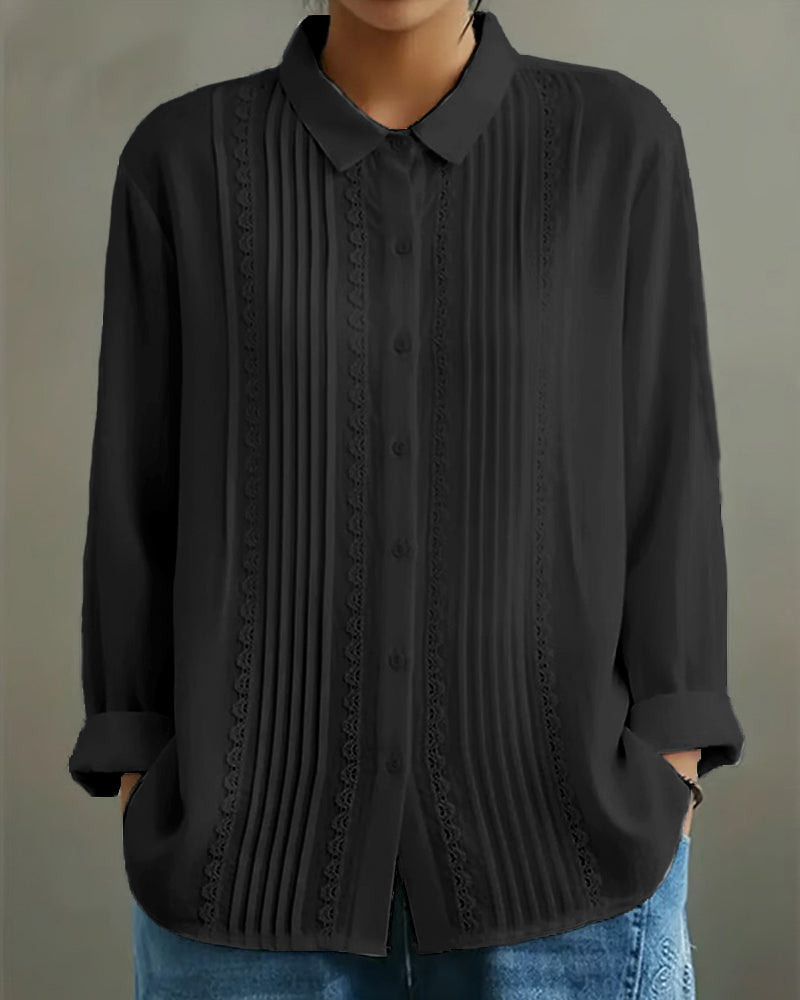 Shirt Poppenkraag Effen Kleur Langmouw