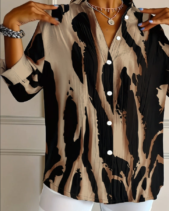 Bloes Staande Kraag Onregelmatig Bedrukt