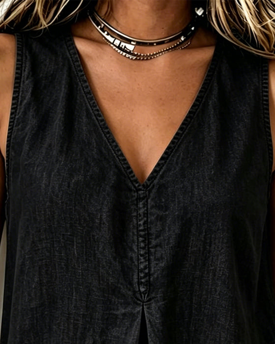 Tanktop V-Hals Denim