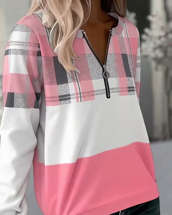 Sweatshirt Casual Geruit Contrastkleur