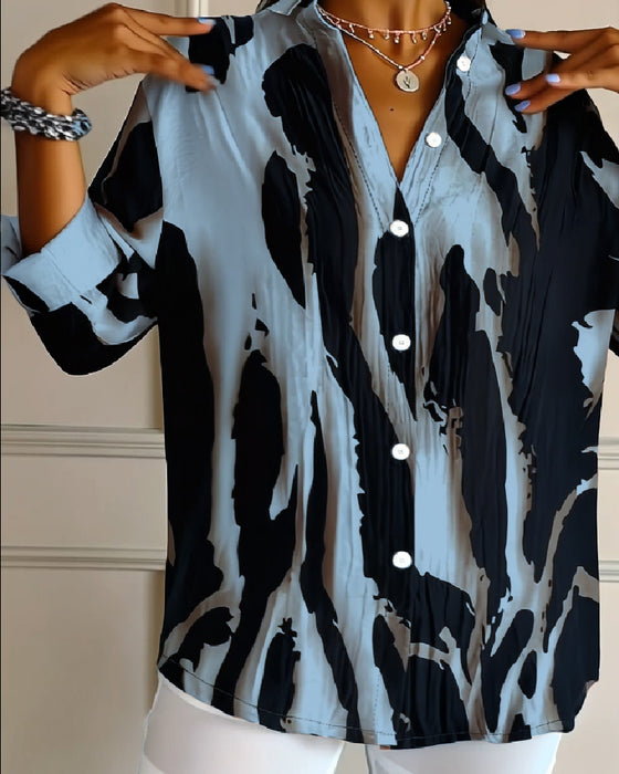 Bloes Staande Kraag Onregelmatig Bedrukt