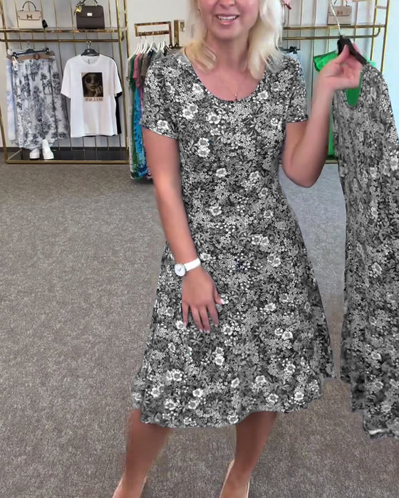 Jurk Stijlvol Smalle Taille Gedrukt