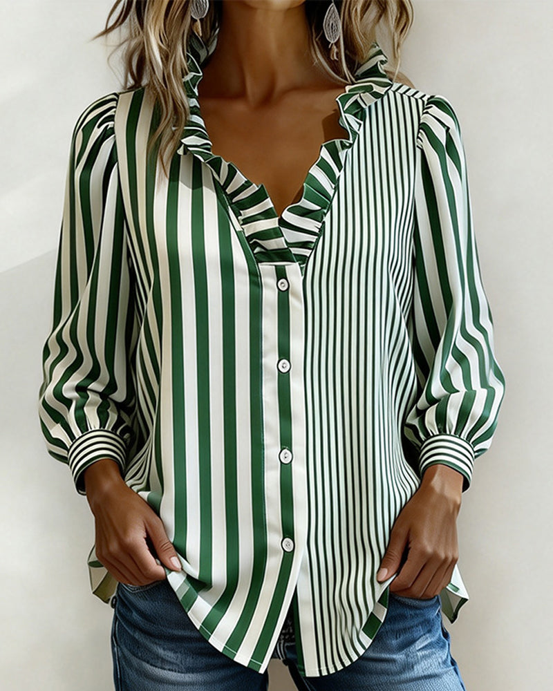 Overhemd Gestreept Ruffle Kraag