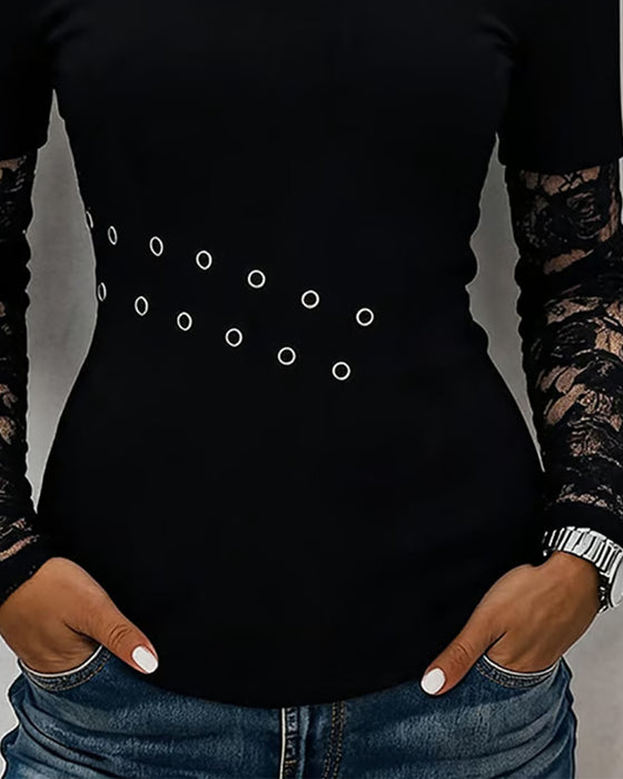 Blouse Cami Metalen Gesp Kant Paneel