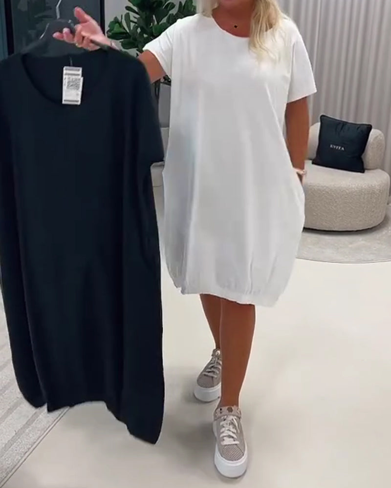 Jurk Korte Mouw Ronde Hals Loose-Fit