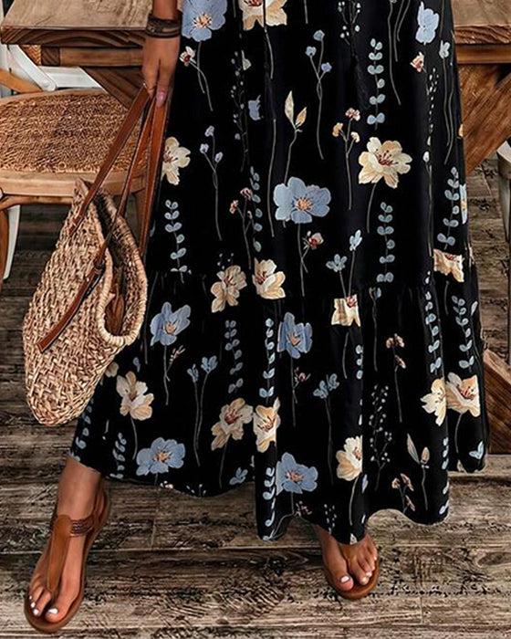 Jurk Bloemen Knoopsgat Maxi