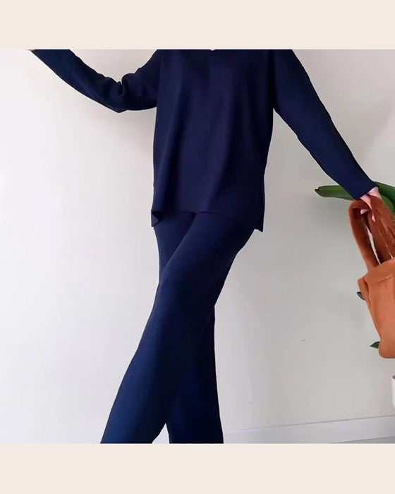 Twee - delig Set Met Eenkleurige En Brei - kenmerken