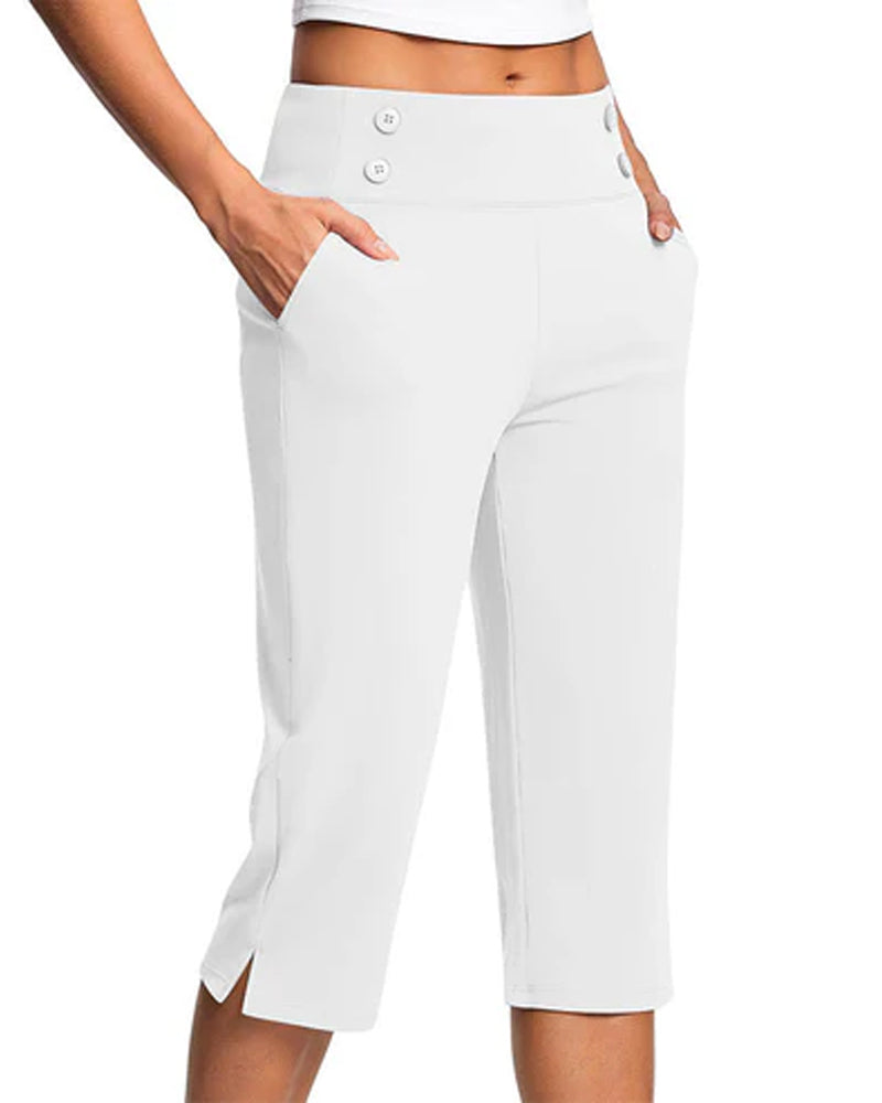 Broek Knoop Taille Gesnoerd Slim Casual