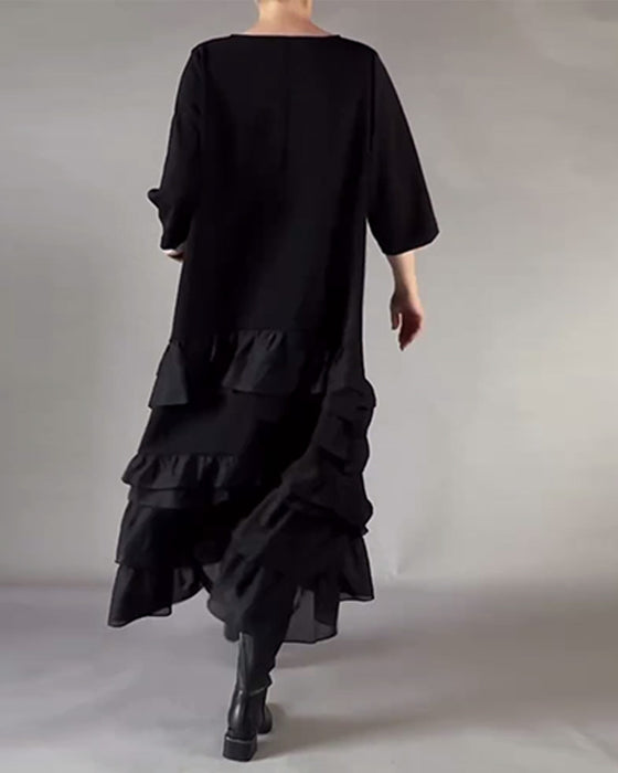 Jurk Met Ronde Hals En Dubbele Laag