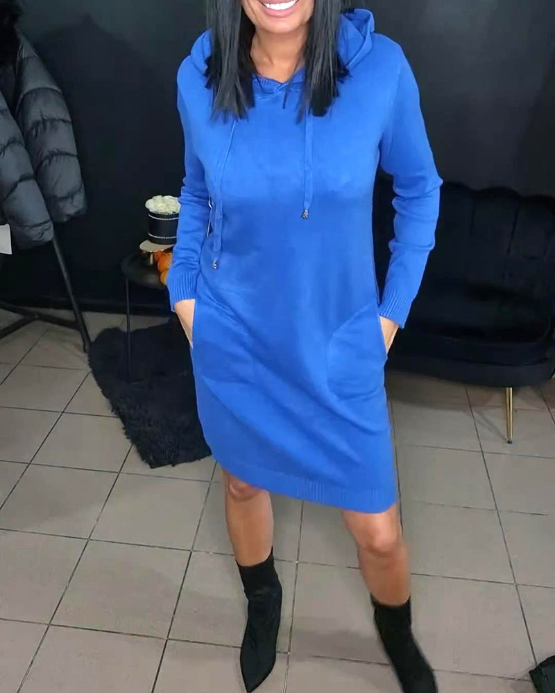 Gebreide Jurk Met Capuchon En Trekkoord