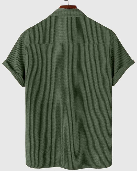 Shirt Knoopsgat Knoop Effen Heren Korte Mouw