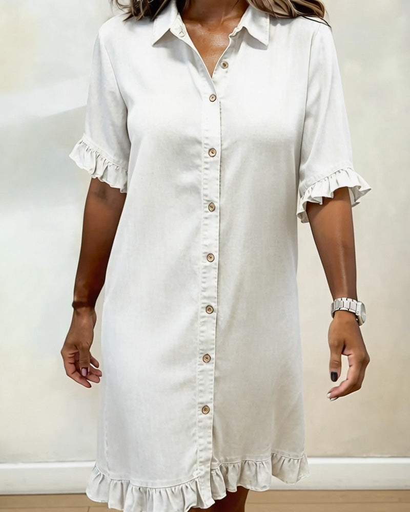 Jurk Denim Ruffle Overhemd