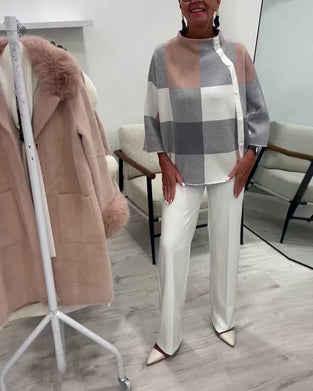 Ruiten Trui Met Lange Mouwen En Coltrui