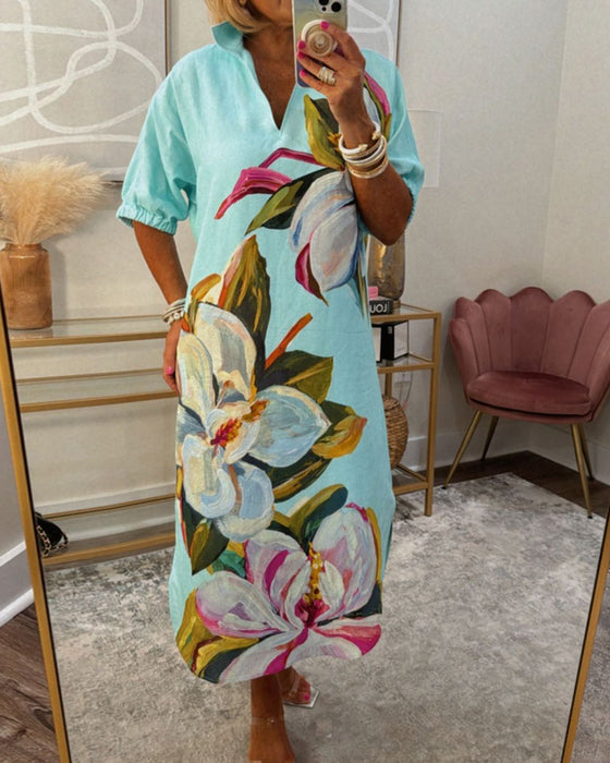 Losse casual jurk met bloemenprint