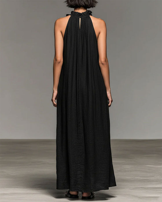 Jurk Halterneck Gerimpeld Lang