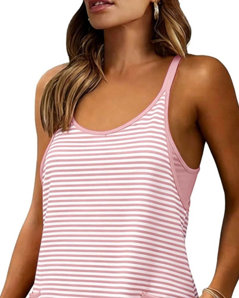 Jumpsuits Gestreept Mouwloos Cami Casual