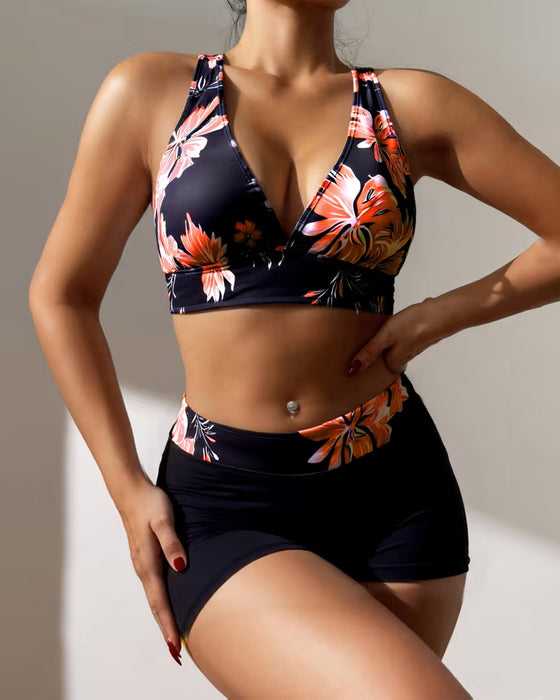 Bikini Tropisch Bloemenprint Boyshorts