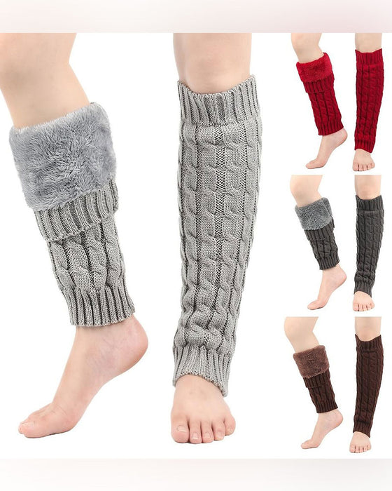 Fleece Gevoerde Kabelgebreide Beenwarmers Thermische Laarzenmanchetten