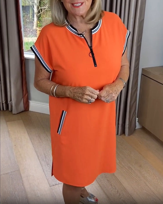 Jurk Half-Rits Contrastkleur Sport