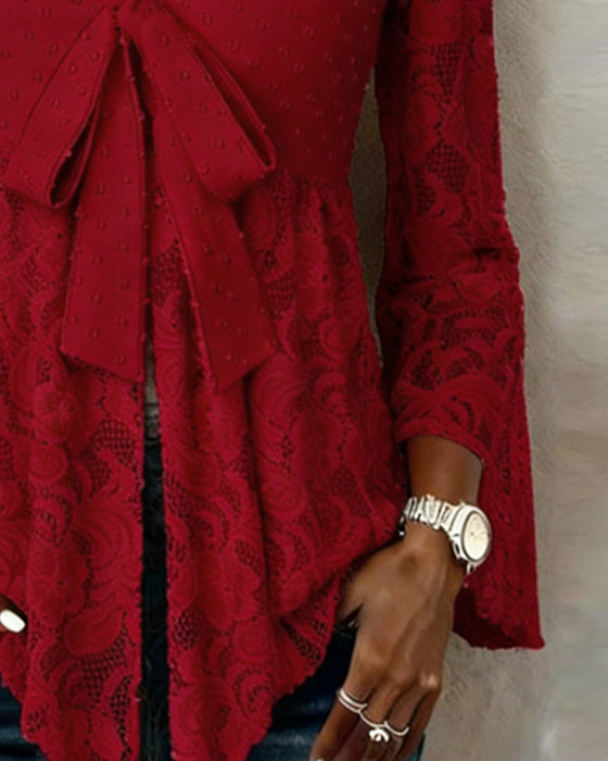 Effen Blouse Met Klokmouwen En V-Hals
